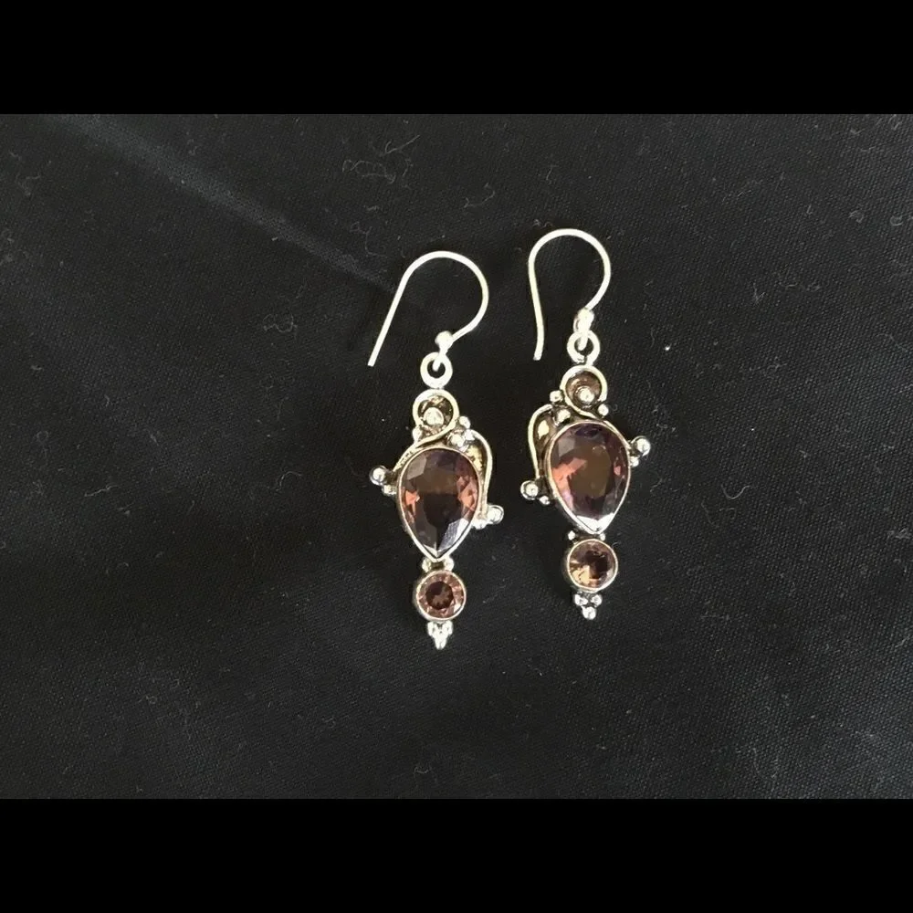 NWOT. Sterling Silver Amethyst Earrings